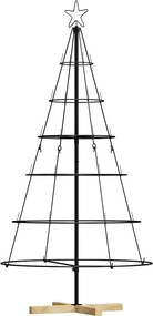 vidaXL Brad de Crăciun în Formă de Con cu suport Negru 154 cm Oțel