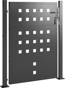 Outsunny Poartă din oțel galvanizat Poartă metalică cu mâner încuietoare 3 chei închidere Poartă 105x130 cm Gri închis | Aosom Romania