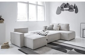 Colțar alb extensibil cu tapițerie din catifea reiată (cu colț pe partea dreaptă/în formă de "U") Brave Dave – Miuform