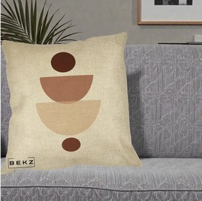 Perna Decorativa Geometric Boho Balance, 40x40 cm, Crem, Husa Detasabila, Perna Inclusa, BEKZ®