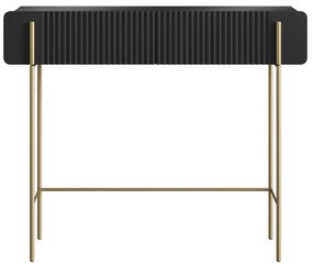 Masă de toaletă Malmi 100 cm - negru mat / picioare aurii
