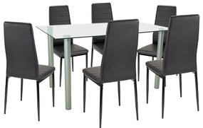 Set de masă Verna 6+1 negru-negru