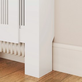HOMCOM Acoperire radiator, design cu lamele, lungime ajustabilă 125-201 cm, MDF, Alb | Aosom Romania