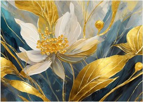 Tablou pe sticlă - Pictura de flori de aur (70x50 cm)