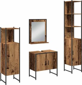 vidaXL Set de mobilier pentru baie 4 pcs Maro 33 x 33 x 185.5 cm