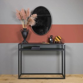 Masă consolă neagră cu blat din lemn de stejar 30x120 cm Daniël – Spinder Design