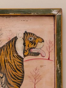 Tablou din lemn de tec reciclat si rama cu finisaj antichizat ," Tiger "- Piesa Unicat