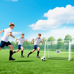 HOMCOM Poartă de Fotbal pentru Adulți și Copii de Grădină cu Țintă Centrală și Stâlpi, 186x62x123 cm, Alb | Aosom Romania