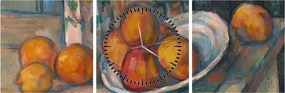 Tablou - Paul Cézanne, Still Life with Milk Jug and Fruit, reproducere (cu ceas) (90x30 cm)