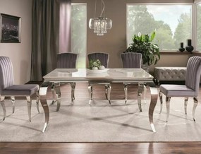 Masa Prince Ceramic Calacatta alb/crom L180xl90 cm