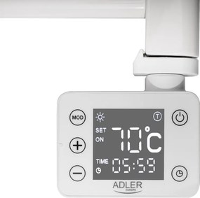 Calorifer electric pentru baie Adler AD 7823, 400 W, 10 elementi, Panou de control LED, Mod de economisire a energiei, IP24, Alb
