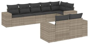 3255159 vidaXL Set mobilier de grădină cu perne, 8 piese gri deschis poliratan