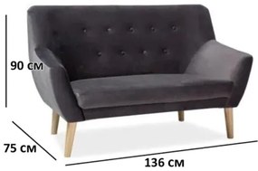 Canapea catifea, 2 locuri Culoare Gri inchis / Fag NORDIC VELVET