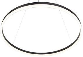 Lampă suspendată de design neagră 80 cm cu LED inclus, reglabil în 3 trepte - Anello