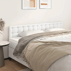 346525 vidaXL Tăblii de pat, 2 buc, alb, 100x5x78/88 cm, piele ecologică