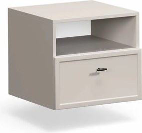 Noptieră suspendată cu sertar Lorini 45 cm - cașmir / mânere negre T-bar