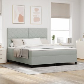vidaXL Pat box spring cu saltea &amp; LED, gri deschis, 180x200 cm catifea