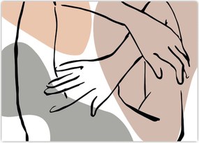 Tablou pe sticlă - Femeie corp linie de artă N⁰2 (70x50 cm)