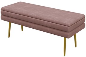 HOMCOM Bancă capitonată cu spațiu de depozitare, Oțel, 100 x 37,5 x 42 cm, Roz | Aosom Romania