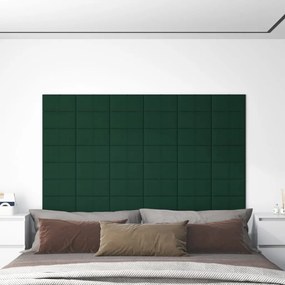 Panouri de perete 12 buc. verde inchis 30x15 cm textil 0,54 m   12, Verde inchis, 30 x 15 cm