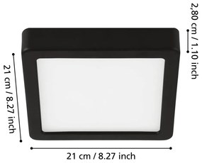Plafonieră neagră LED 21x21 cm FUEVA 5 – EGLO
