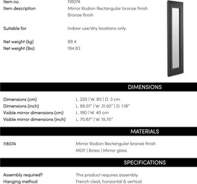 Oglinda decorativa design LUX Rodion Rectangular 220x80cm