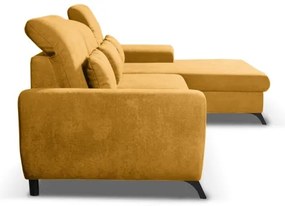 Colțar tapițat ALTA, extensibil, cu spațiu de depozitare, configurație în L, pe partea dreaptă, galben