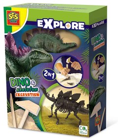 Set creativ Dino si excavarea scheletului 2 in 1 - Stegozaur