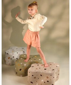 Puf de copii maro deschis cu tapițerie din țesătură bouclé/cu tapițerie din chenille Terrazzo Cloud – Wigiwama