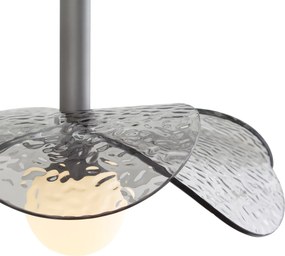 Lampă suspendată de designer argintie cu sticlă fumurie - Kemner