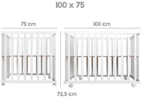 Țarc pentru copii alb cu roți 100x75 cm Style – Roba