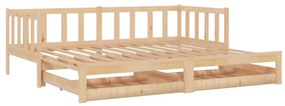 3083704 vidaXL Pat extensibil de zi, 2x(90x200) cm, lemn masiv de pin