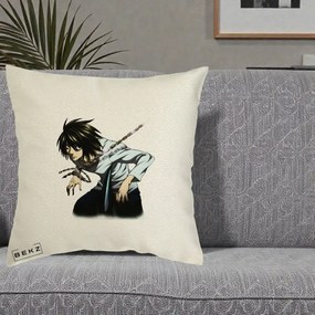 Perna Personalizata Death Note L Lawliet Lanturi, 40x40 cm, Ecru, Husa Detasabila, Perna Inclusa, BEKZ®