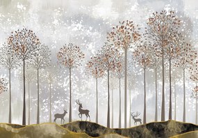 Fototapet - Cerbi în pădure (147x102 cm)