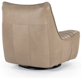 Fotoliu Matthew din piele, metal și lemn taupe