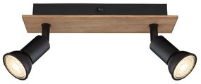 Plafoniera cu 2 spoturi directionabile design modern DREW maro inchis, negru mat
