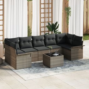 vidaXL Set de canapele de 8 piese cu perne Gri Poliratan