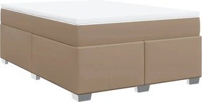 vidaXL Pat box spring cu saltea, cappuccino, 160x200cm piele ecologică