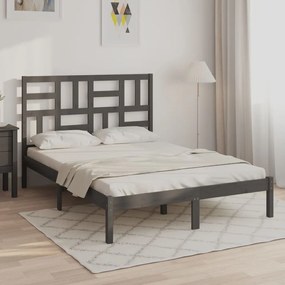 3105952 vidaXL Cadru de pat, gri, 140x200 cm, lemn masiv