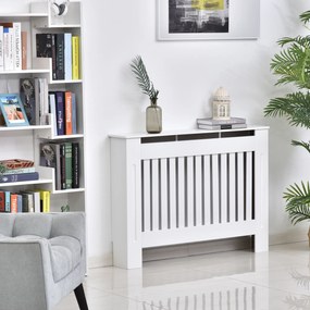 HOMCOM masca de calorifer, din lemn MDF, 112x19x81cm, alb | AOSOM RO