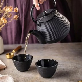 La mâna a doua: Ceainic din fonta cu 2 cani Kinghoff KH 1846, 1 L, Filtru, Inductie, Negru