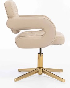 HR8403CROSS Scaun Crem Piele Ecologica Premium Soft cu Bază Aurie