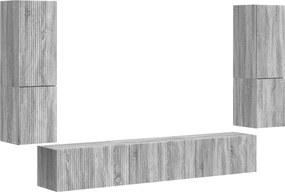 vidaXL Set comodă TV Pe perete 4 pcs Gri Sonoma Lemn compozit