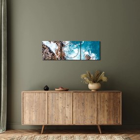 Tablou cu stânci și mare (cu ceas) (90x30 cm)