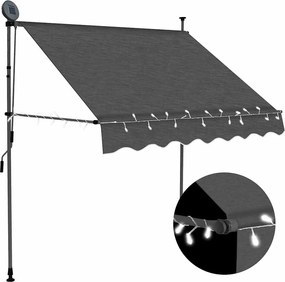 vidaXL Copertină retractabilă manual cu LED, antracit, 100 cm