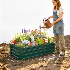 Outsunny Pat de Gradina Galvanizat Inaltat pentru Cultivare Legume Flori Plante Aromatice Cutie de Plantare Metalica Verde 120x90x30cm | Aosom Romania