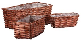 Set de ghiveci din răchită, 3 bucăți, 3 dimensiuni