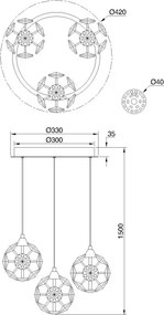 Globo 16047-3HC - Lustră suspendată pe cablu VIRINA, LED/24W/230V