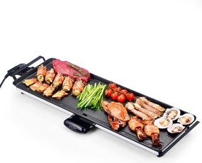 Grătar teppanyaki Swiss Haus Basel Premium SH-TP70, 1800 W, 70 × 23 cm, acoperire ceramică, termostat, tavă pentru grăsime, fără BPA și PFAS, negru