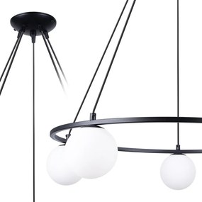 Lustră albă/neagră cu abajur din sticlă Umerta – Sollux